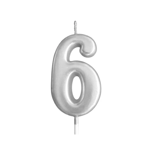  Silver Glitter Birthday Cake Candle Topper - Number Six | 349-1/S6 - Home & Kitchen - Lebanon