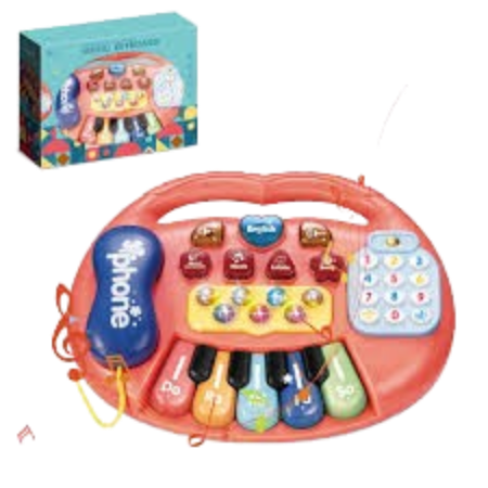Kids Music Keyboard Toy - Educational Light-Up Piano with Phone & Functions (Red) | CY-7071B - Computers & Tech - Lebanon