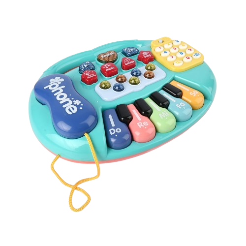 Kids Music Keyboard Toy – Educational Light-Up Piano with Phone & Functions (Blue/Green) | CY-7071B - Computers & Tech - Lebanon