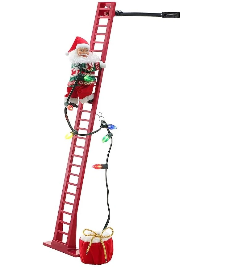 Animated Climbing Santa Decoration - Christmas Tree Ladder Figure with Lights | AL24911 - Home & Kitchen - Lebanon