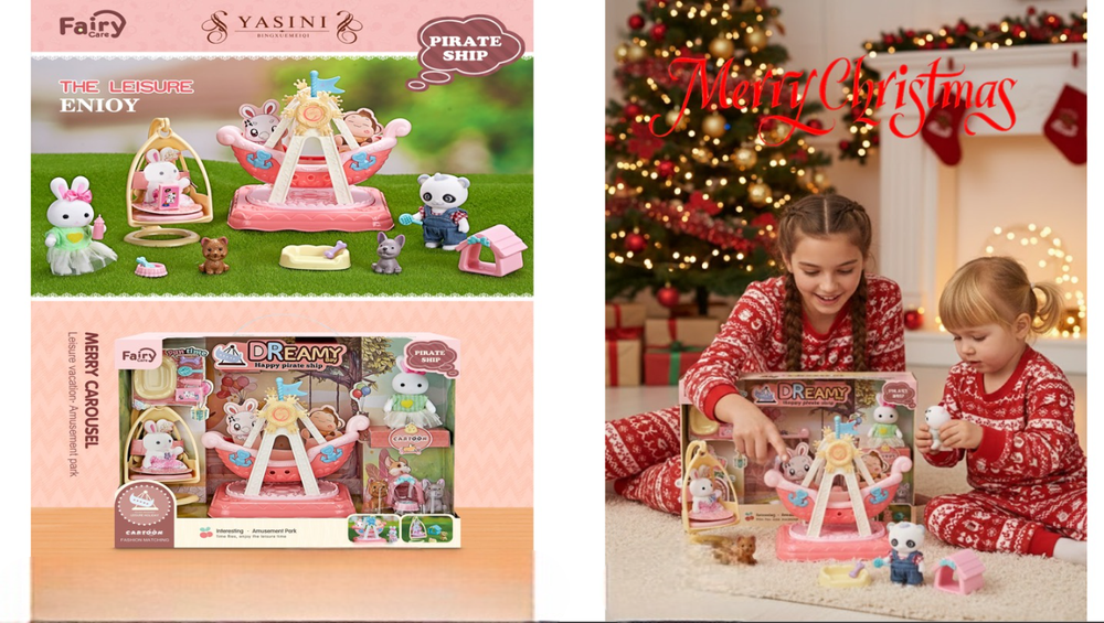 Dreamy Bay Merry Carousel Pirate Ship Playset - Cute Animal Figures & Mini Accessories | 6654 - Toys & Games - Lebanon