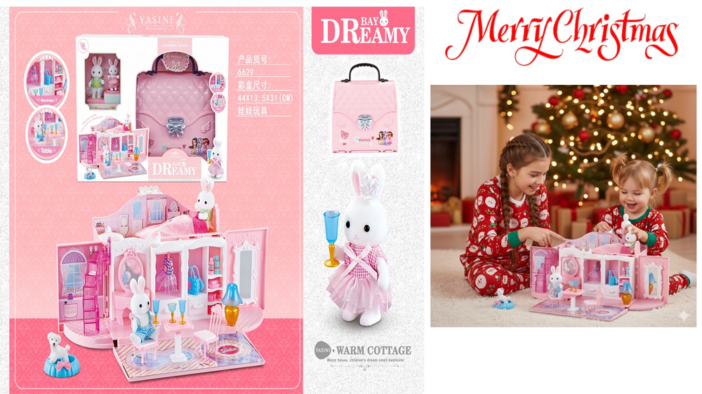 Dreamy Bay Princess Castle Warm Cottage Playset - Multi-Level Bunny Doll House With Furniture & Accessories | 6628/1 - Toys & Games - Lebanon