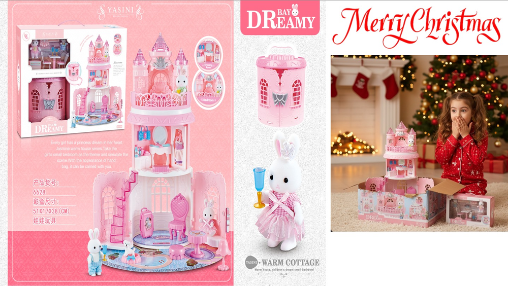 Bay Dreamy Princess Castle Playhouse with Bunny Doll | 6628/1 - Toys & Games - Lebanon