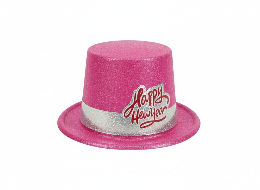 Happy New Year Glitter Party Hat - Pink | AL1835 - Home & Kitchen - Lebanon