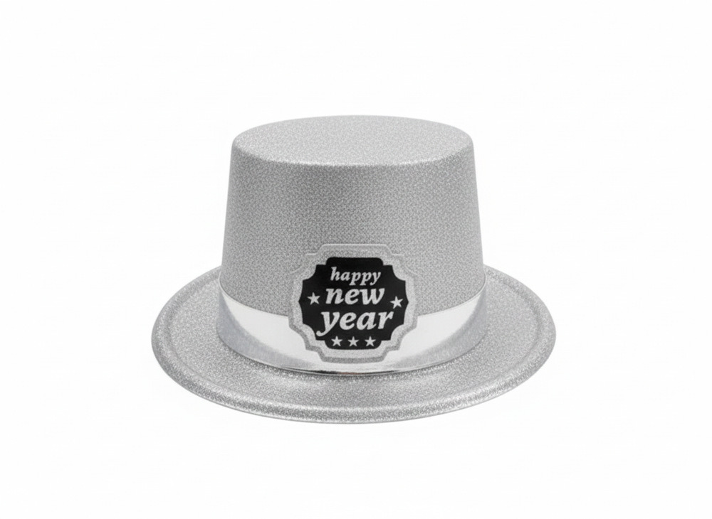 Happy New Year Glitter Party Hat - Silver | AL1841 - Home & Kitchen - Lebanon