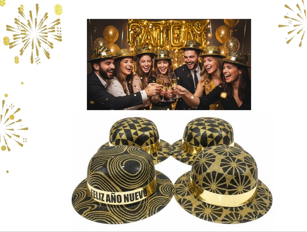 New Year Party Hat – Gold & Black Festive Celebration Hat (1 Piece) - Home & Kitchen - Lebanon