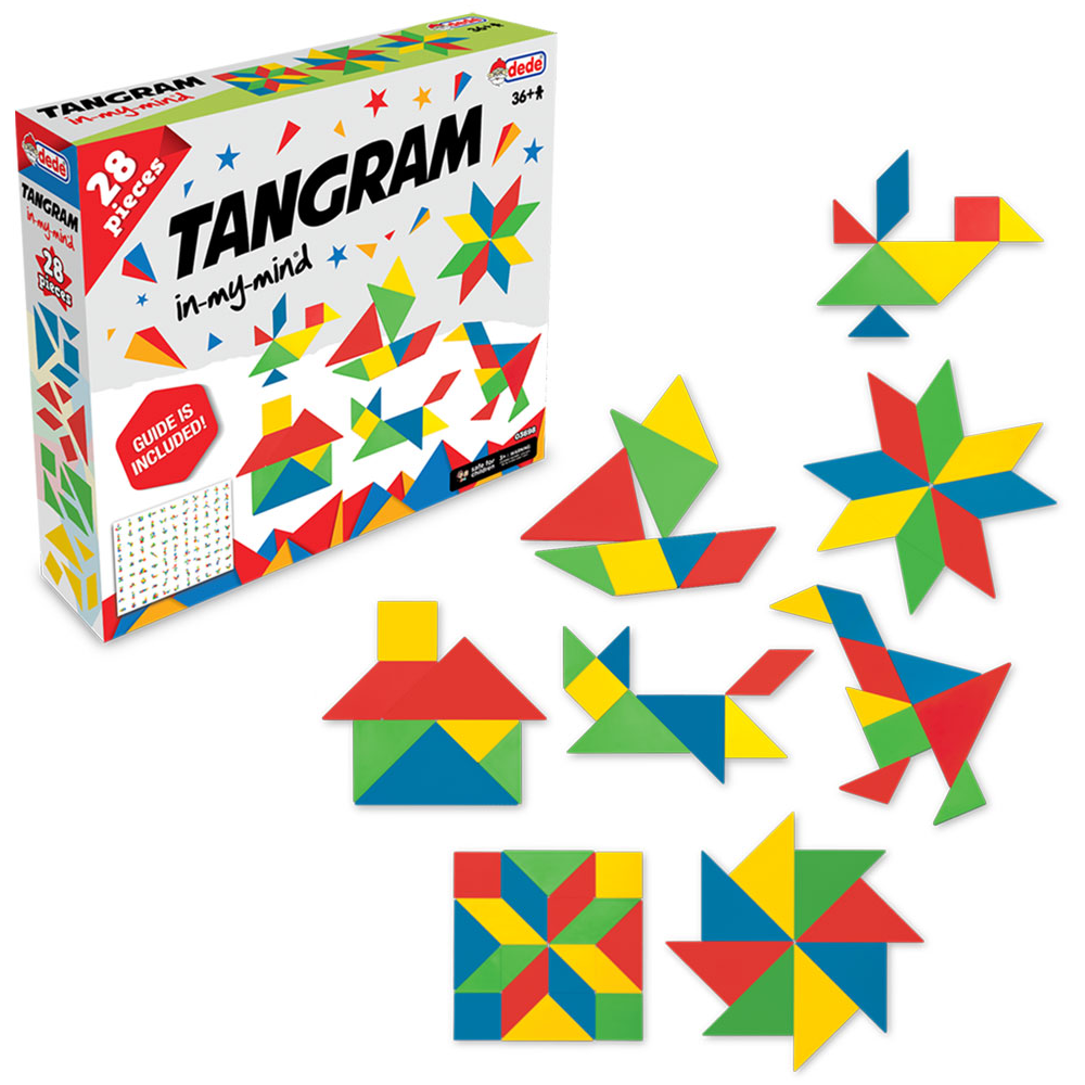 Dede Tangram in My Mind - Educational Puzzle Game (28 Pieces) with Guide Book | 03698 - Toys & Games - Lebanon