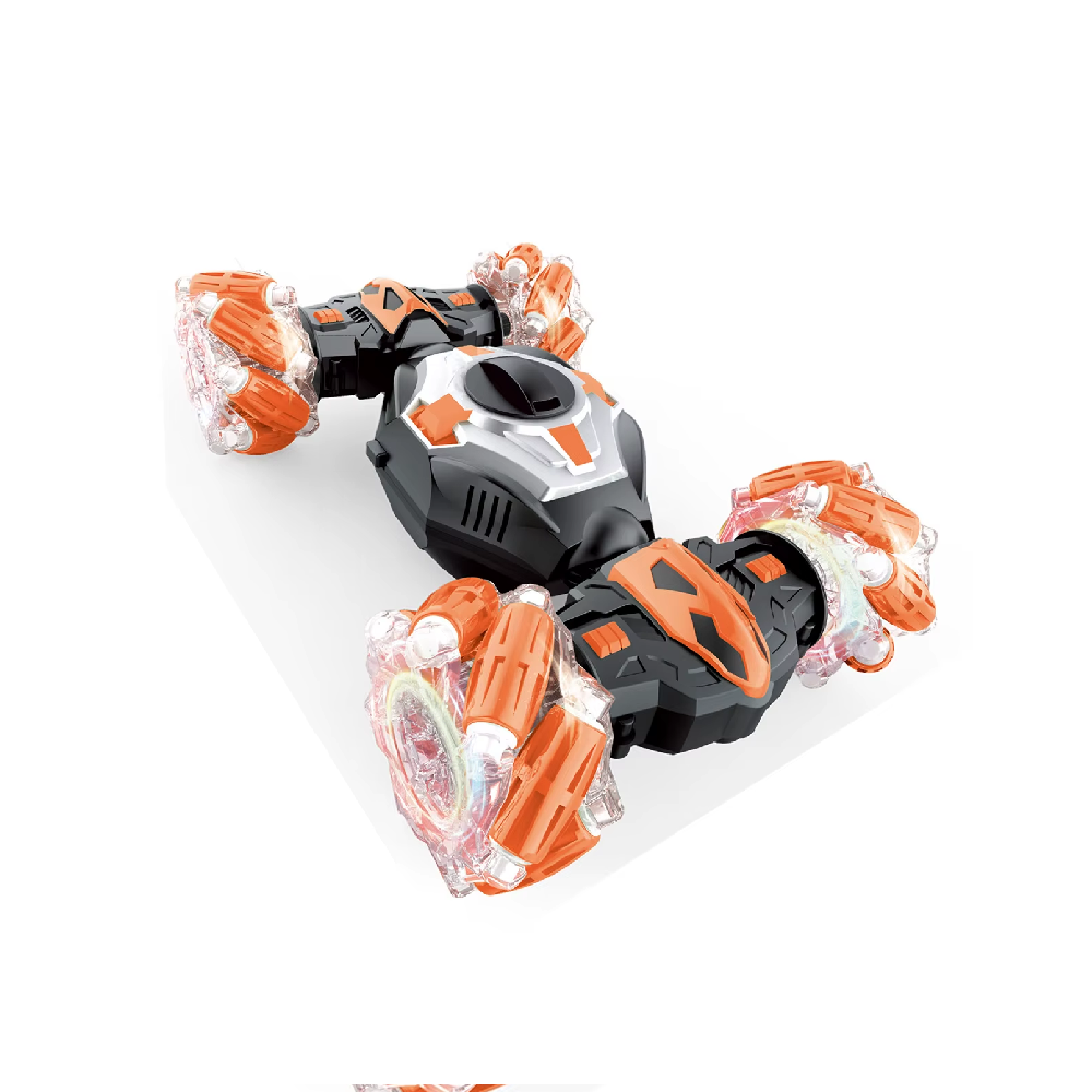 World of Toys Tornado Twist Car Double-Sided RC Stunt Vehicle with Soft Bullet Launcher - Orange | DH666-74B - Toys & Games - Lebanon