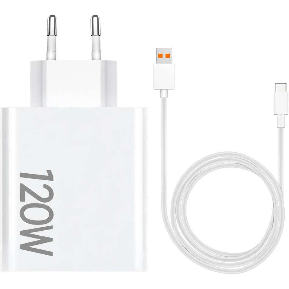 Xiaomi 120W HyperCharge Combo Type-A EU - Fast Charging Wall Charger + Cable - 120W Max Output - White | MDY-14-EE