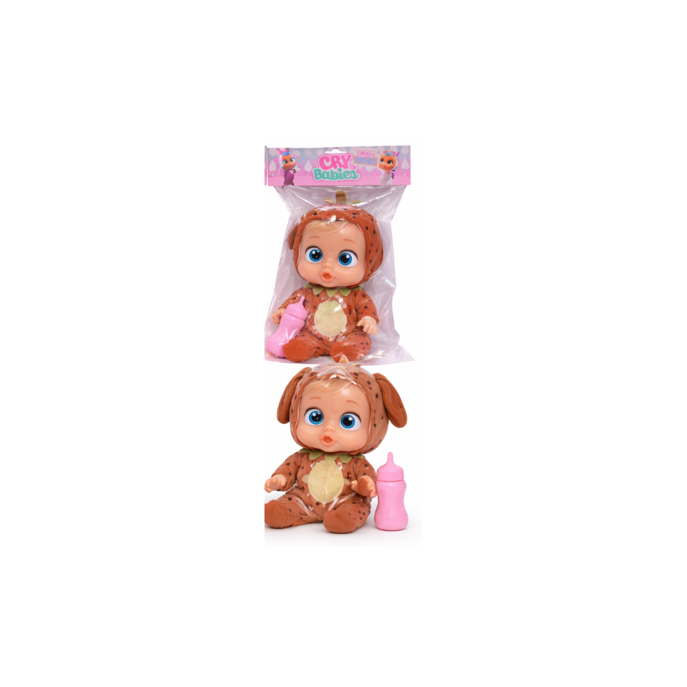 Cry Babies Style Baby Doll with Bottle - Brown | 8838-20 - Toys & Games - Lebanon