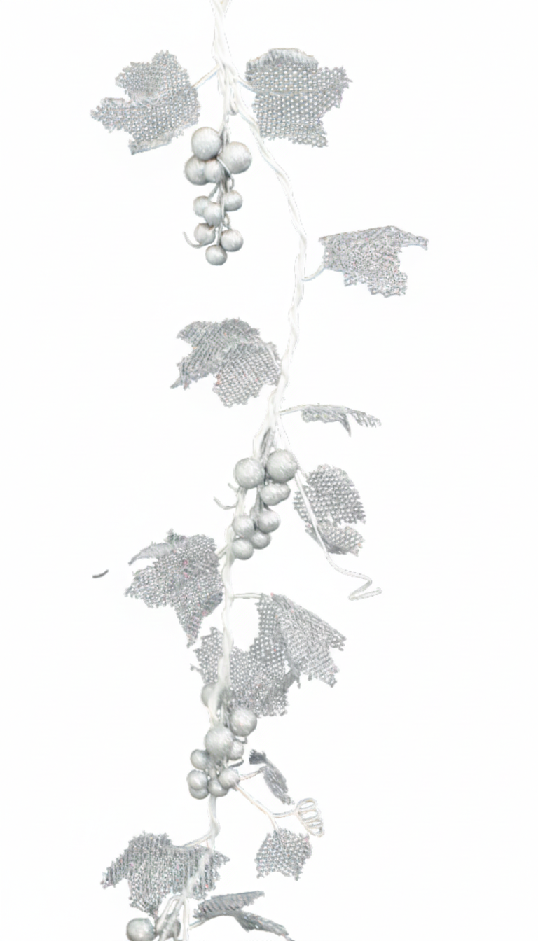  Decorative Silver Grape Leaf & Berry Garland | 10059 - Home & Kitchen - Lebanon