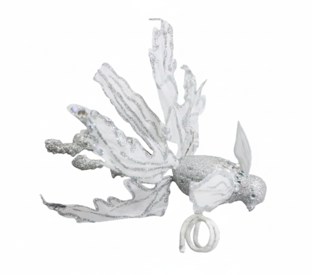 Decorative Glitter Bird Ornament - Silver | 10061 - Home & Kitchen - Lebanon