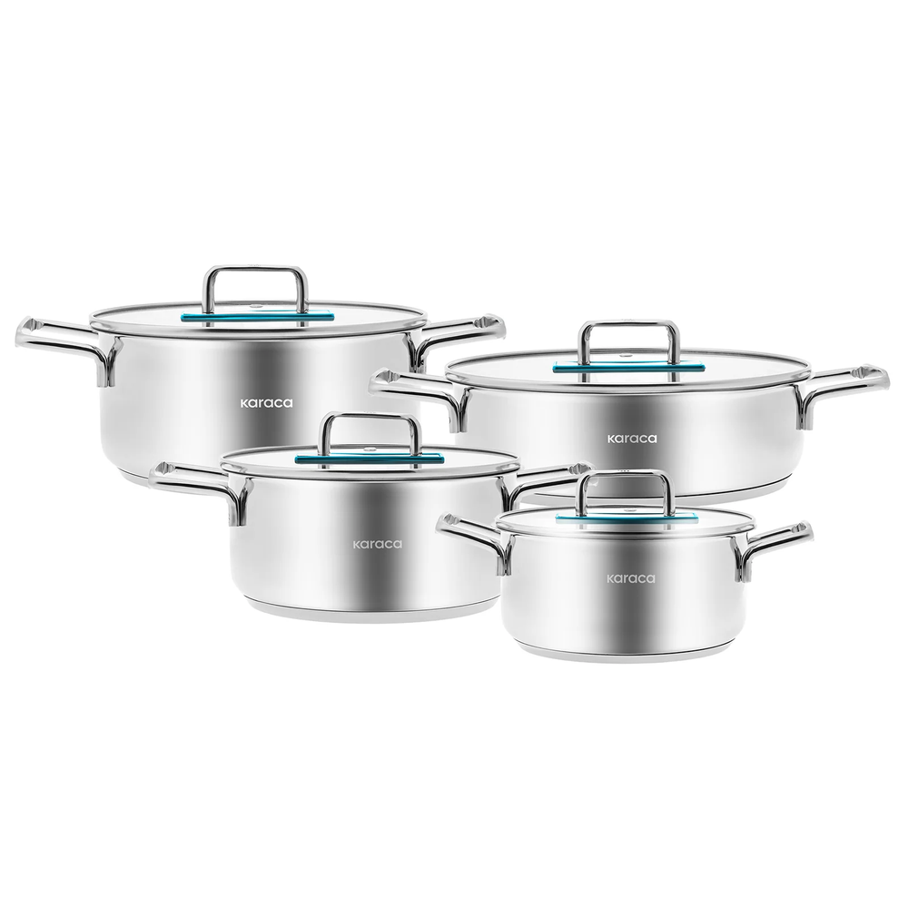 Karaca Karaca Arya Induction Based 9-Piece Steel Cookware Set - Blue | 153.03.08.2651 - Home & Kitchen - Lebanon