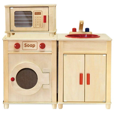 Viga VIGA Kids Wooden Kitchen Set with Sink & Microwave - Educational Pretend Play Kitchen | 50997-1/2FSC - Home & Kitchen - Lebanon