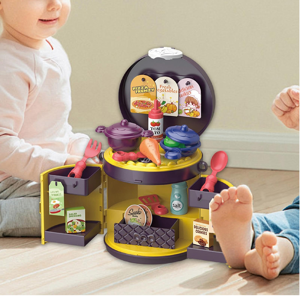  Kitchen Handbag Playset – Portable Cooking Role Play Set (30 PCS) | 19U05 - Toys & Games - Lebanon