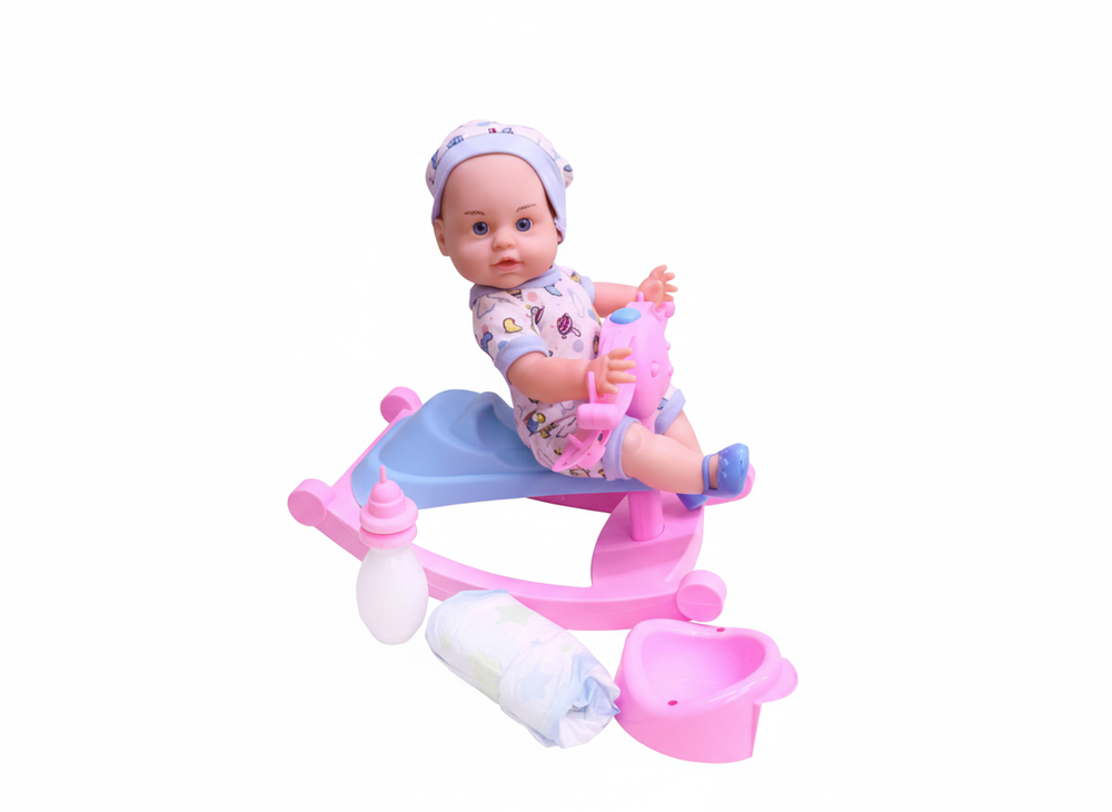 Baby Doll with Rocking Toy & Accessories - Pink | GL100118-BOY - Toys & Games - Lebanon