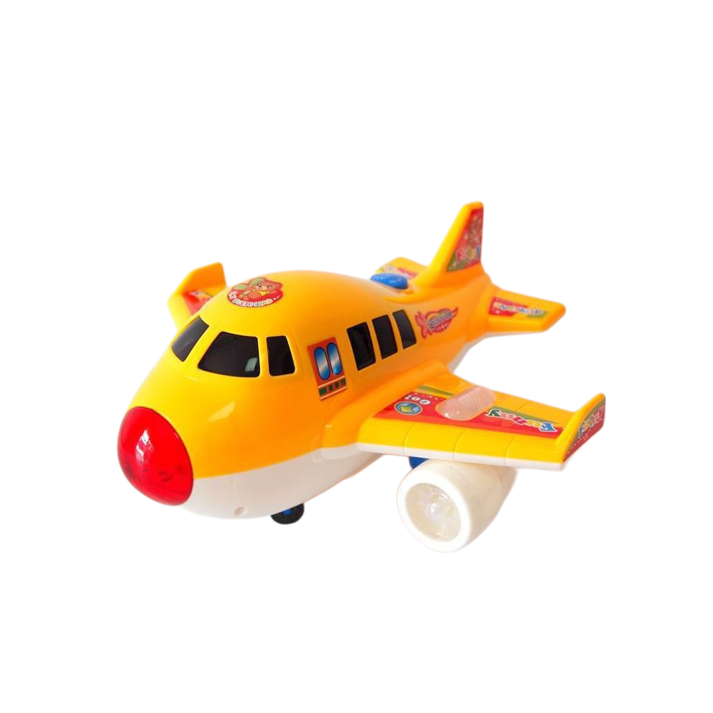 Happy Aircraft Light & Music Toy Airplane – Yellow | NO-4488 - Toys & Games - Lebanon
