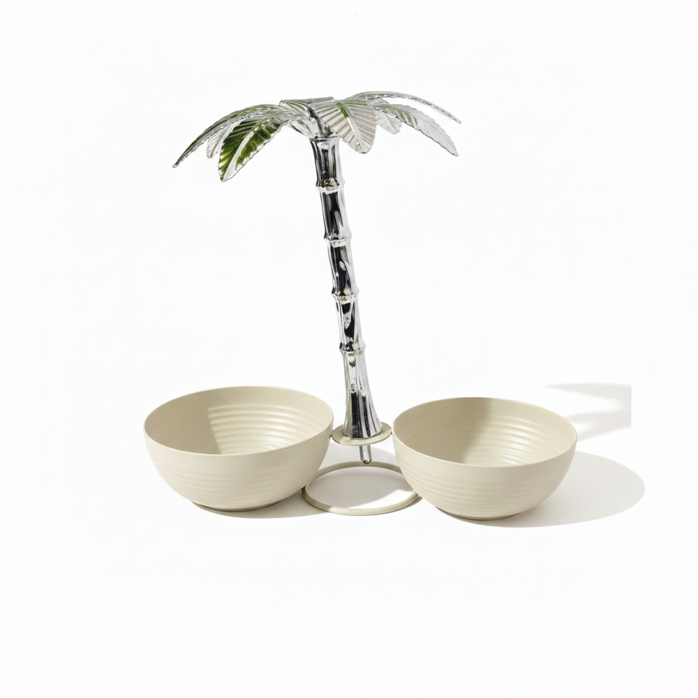 Ramadan Palm Tree Style Double Bowl Serving Stand | 7138-29 - Home & Kitchen - Lebanon