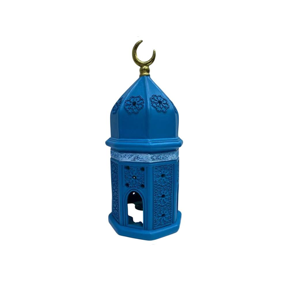 Ramadan Resin Incense Burner Blue Tower with Gold Crescent | 2002-69 - Home & Kitchen - Lebanon