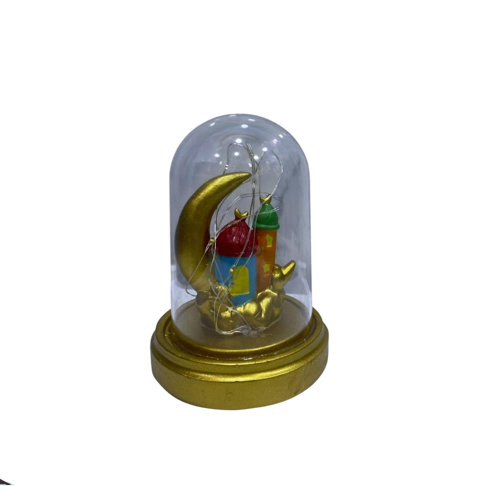 Ramadan Crescent & Mosque Resin Decorative Dome Light – Warm LED | 2002-6 - Home & Kitchen - Lebanon