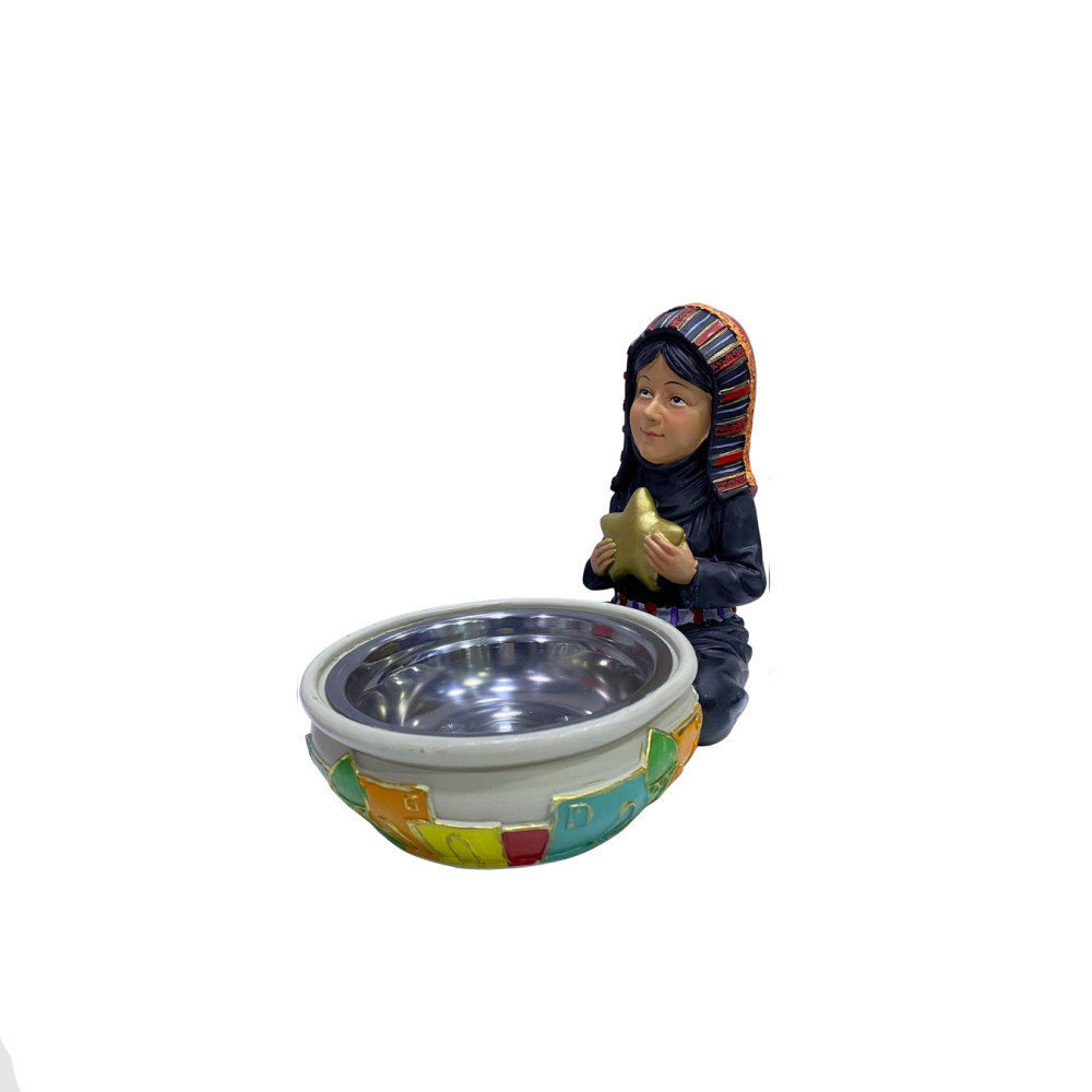 Ramadan Girl Figurine with Metal Bowl – Star Design | 2002-9 - Home & Kitchen - Lebanon