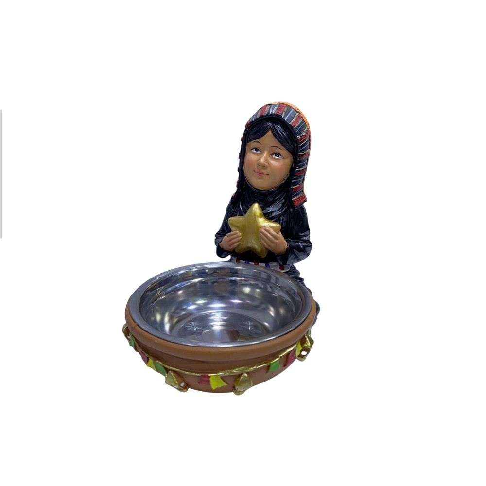 Ramadan Girl Figurine with Stainless Steel Bowl – Star Holder | 2002-83 - Home & Kitchen - Lebanon
