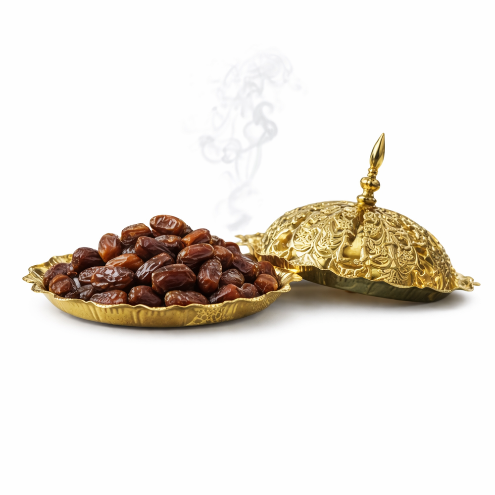 Ramadan Gold Dates Tray with Decorative Lid | AL1014 - Home & Kitchen - Lebanon