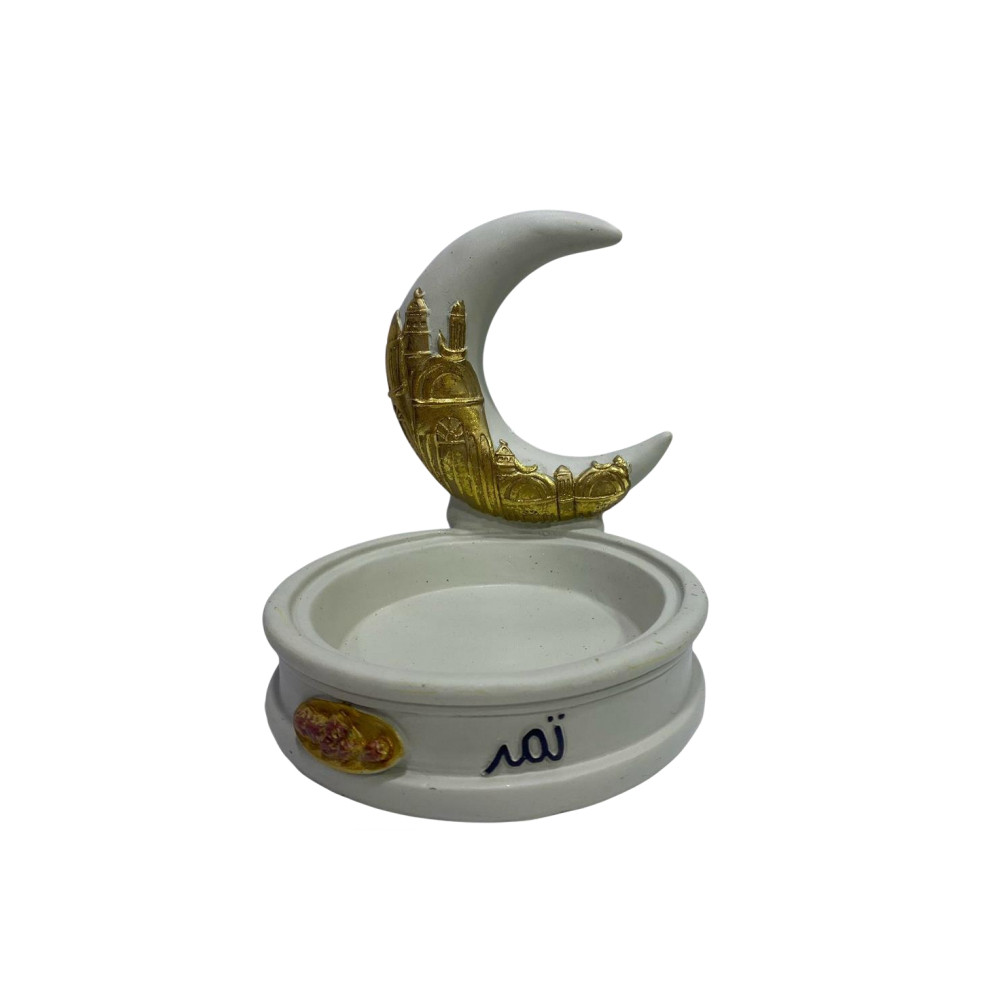 Ramadan Resin Crescent Moon Snack Bowl Holder | 2002-30 - Home & Kitchen - Lebanon