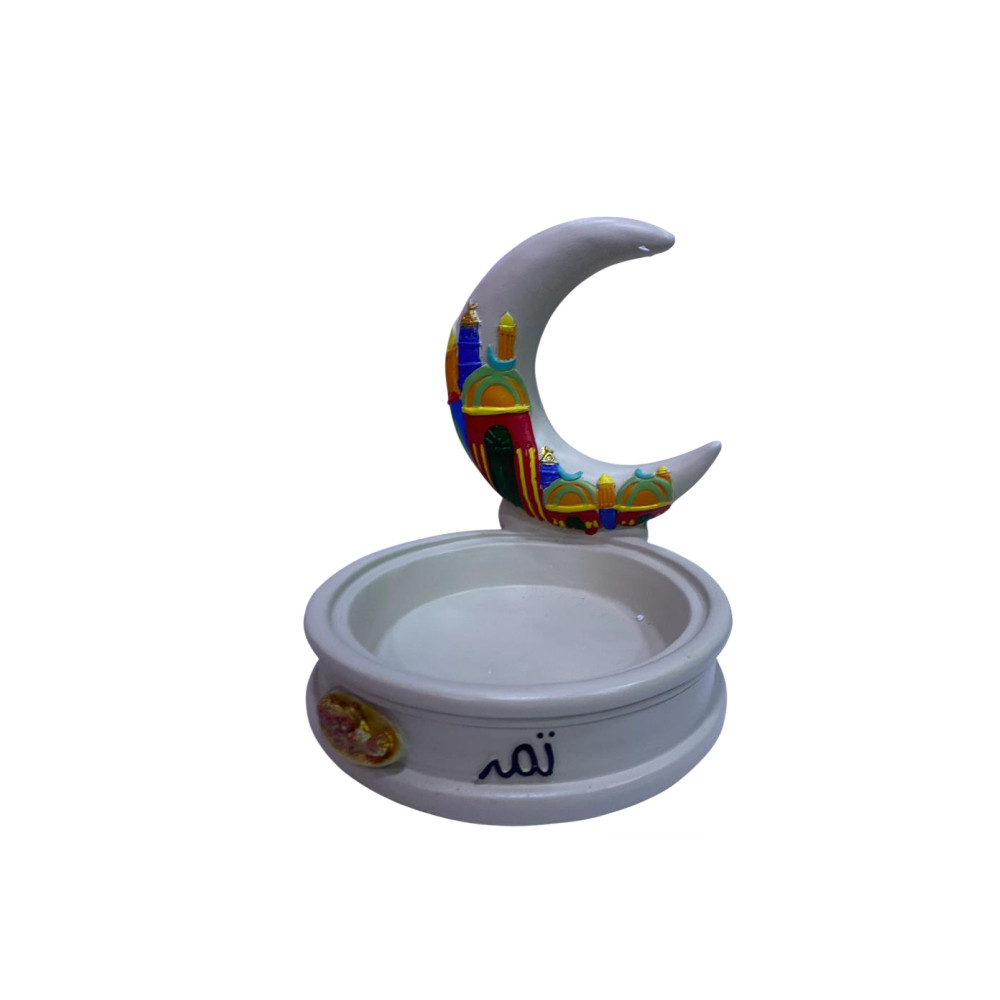 Ramadan Resin Crescent Moon Snack Bowl Holder | 2002-29 - Home & Kitchen - Lebanon