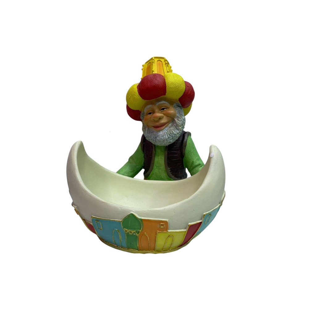 Ramadan Resin Man Figurine Crescent Snack Bowl Holder | 2002-8 - Home & Kitchen - Lebanon