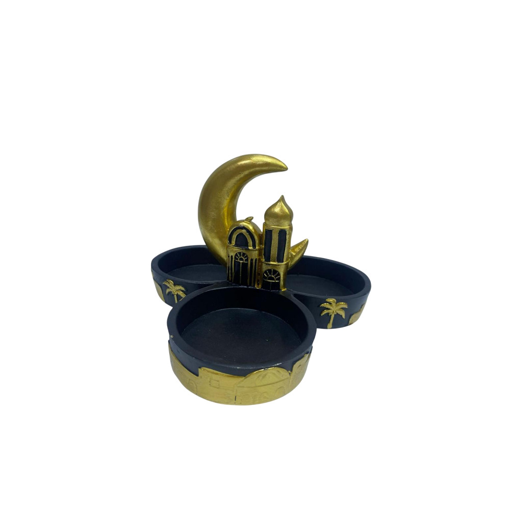Ramadan Resin Crescent Moon Multi-Section Snack Bowl Holder | 2002-35 - Home & Kitchen - Lebanon