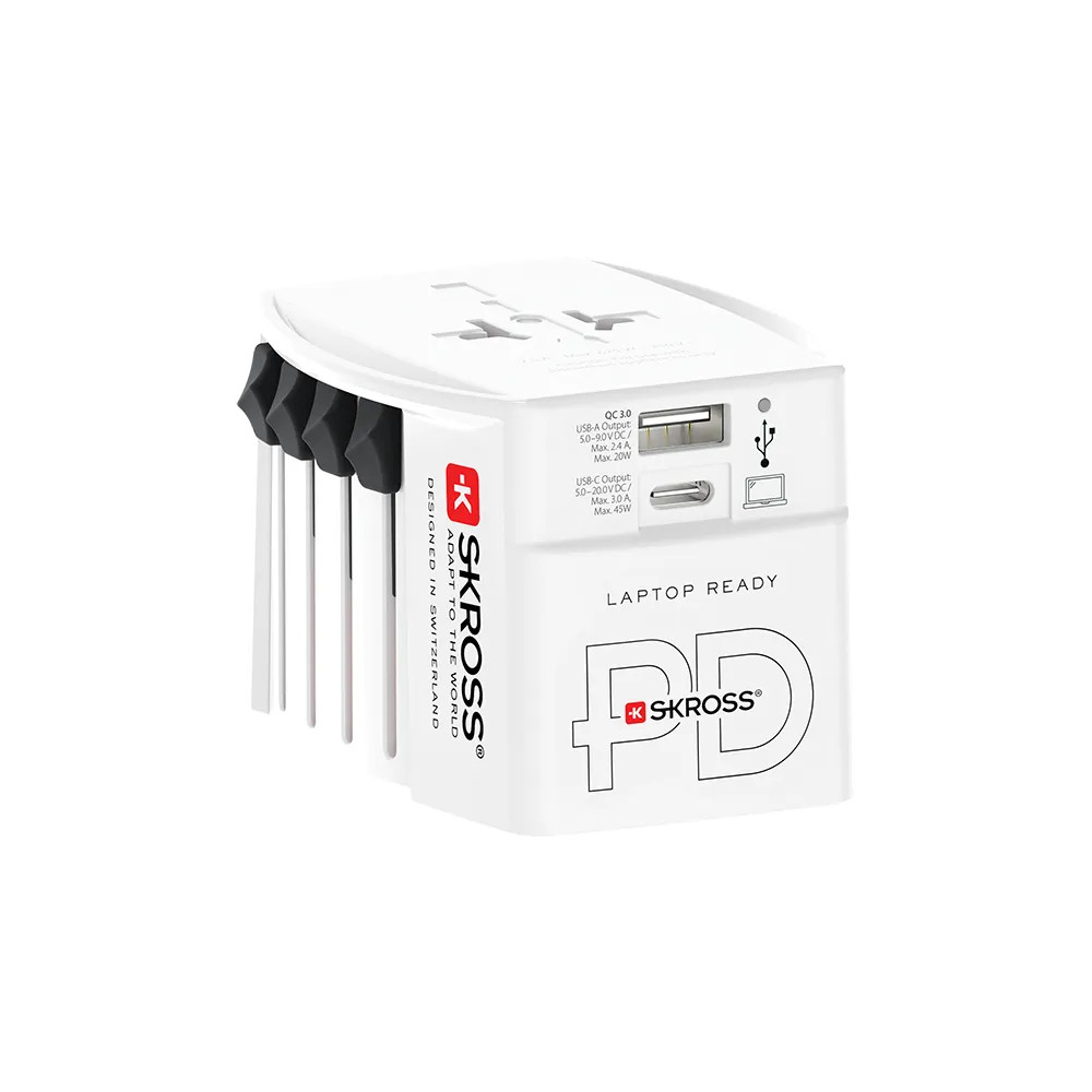 Skross SKROSS MUV USB AC45PD World Travel Adapter with USB-C Cable – Fast Charging Power Adapter | 1.302975 - Phones & Wearables - Lebanon