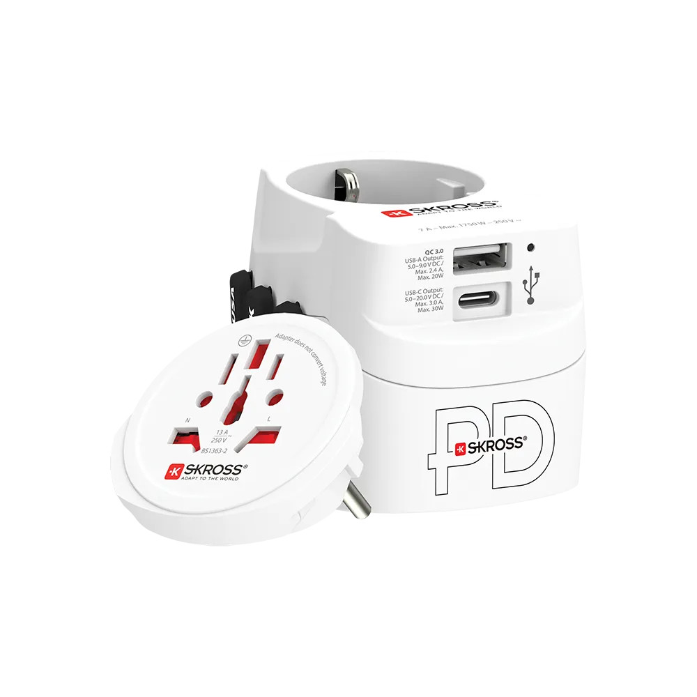 Skross SKROSS Pro Light USB AC30PD World Travel Adapter – Fast Charging (Rigid Box) | 1.302473 - Phones & Wearables - Lebanon
