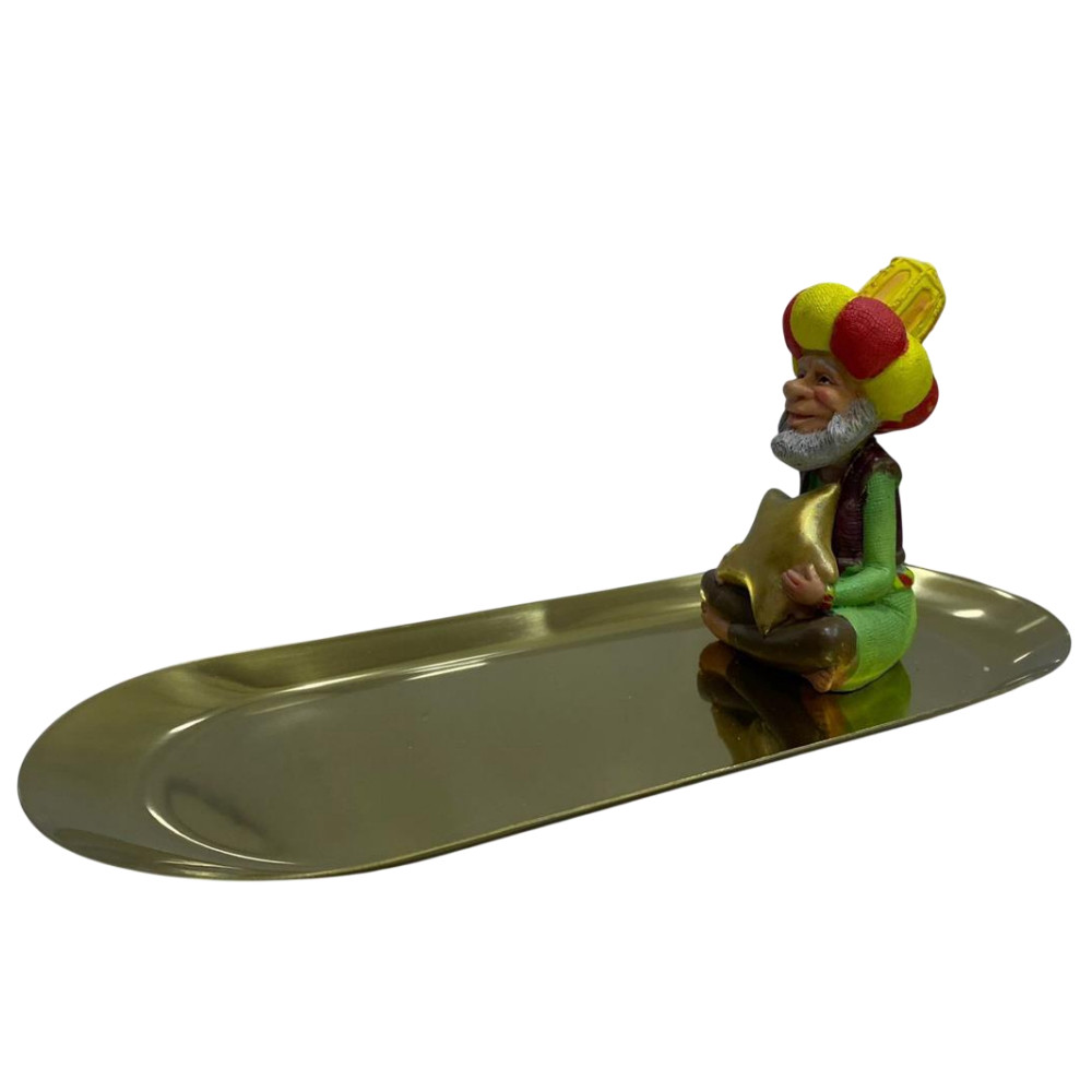Ramadan Resin Figurine Long Snack Tray – Gold Finish | 2002-64 - Home & Kitchen - Lebanon