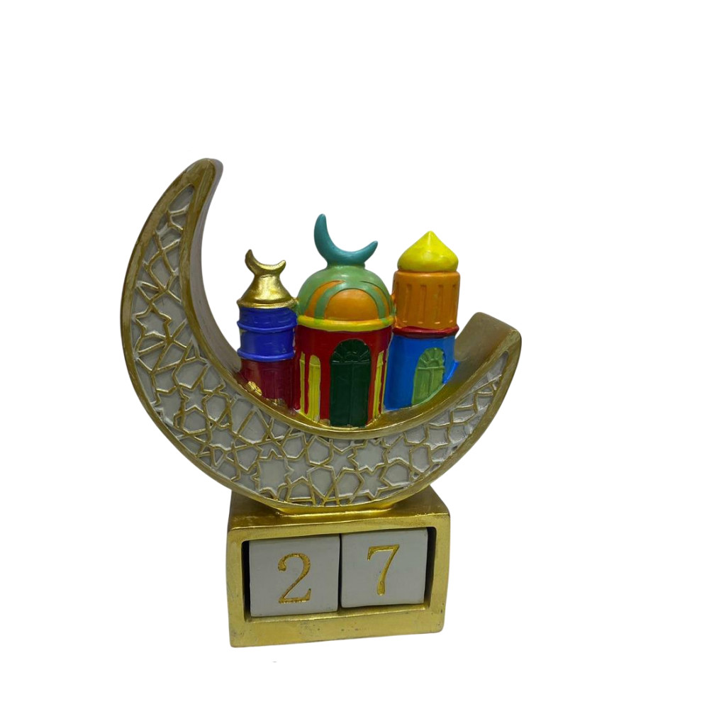 Ramadan Resin Crescent Moon Calendar Decor | 2002-23 - Home & Kitchen - Lebanon