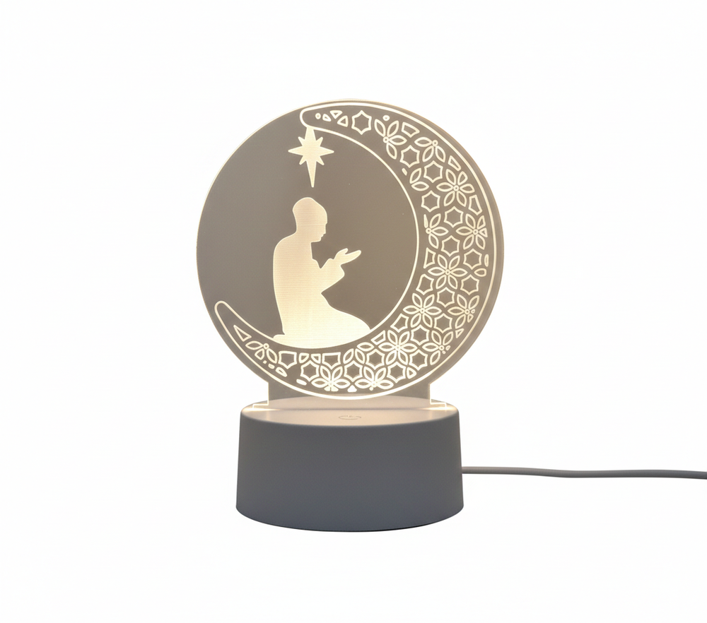 Ramadan Resin LED Acrylic Lamp with Crescent and Star Design | 7076-5 - Home & Kitchen - Lebanon