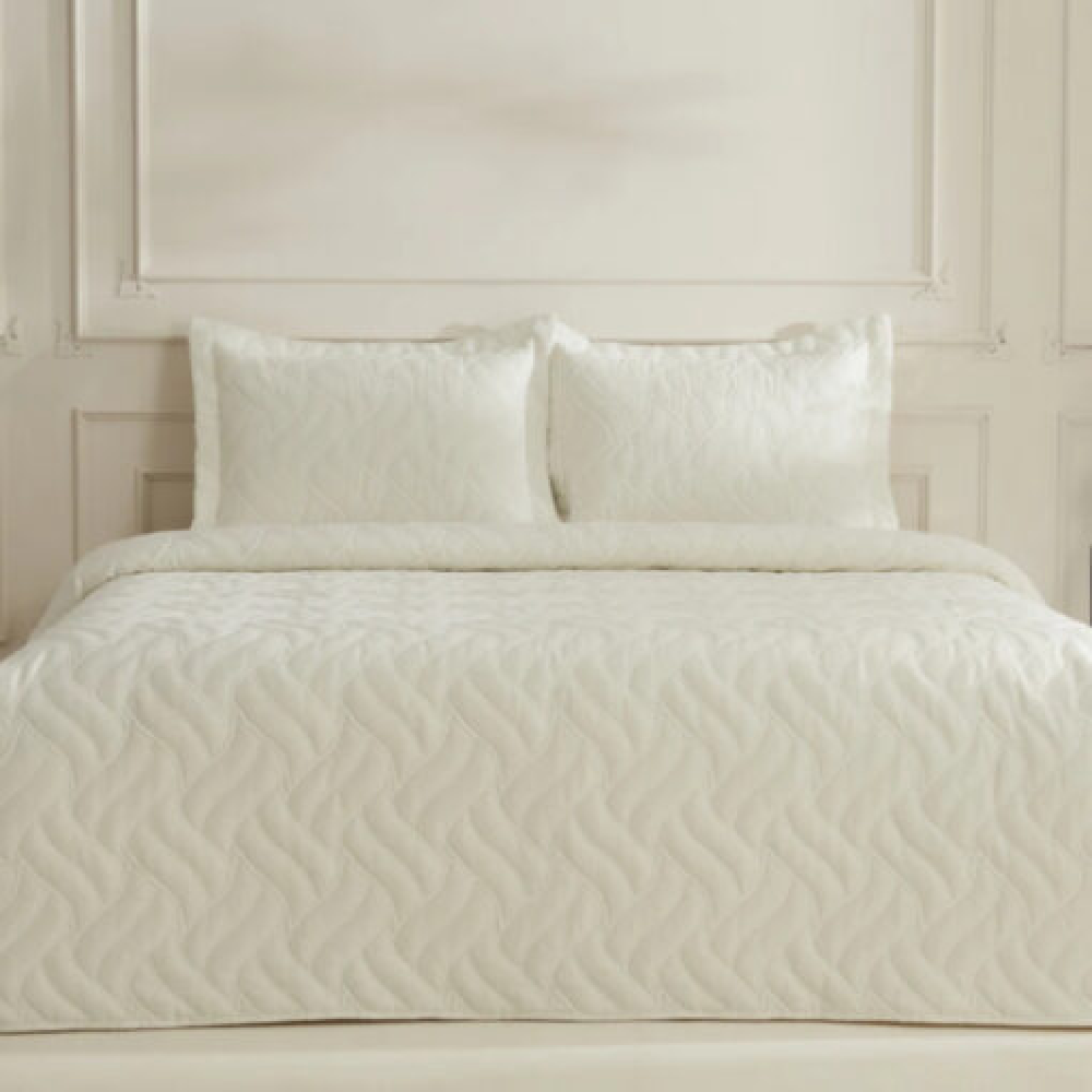 Karaca Karaca Home Vega White Double Bedspread Set | 8680214386675 - Home & Kitchen - Lebanon