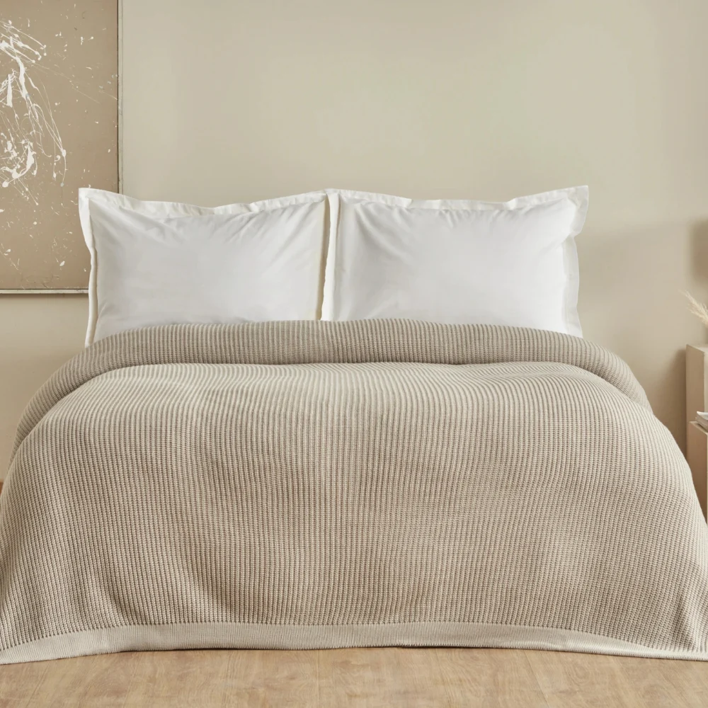 Karaca Karaca Home Cool Touch Grey Double Knitted Blanket | 200.22.14.0756 - Home & Kitchen - Lebanon