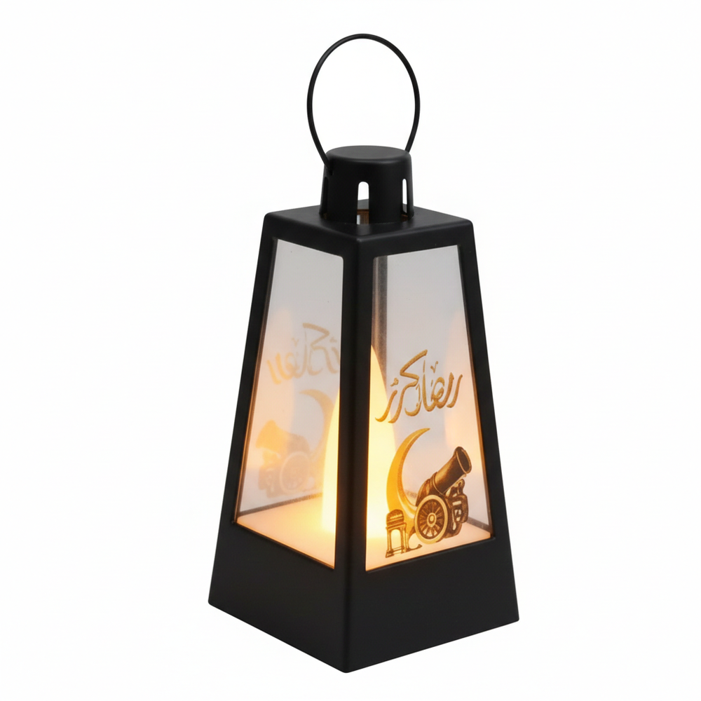 Ramadan Decorative LED Lantern with Warm Light – Black | 7082-5B - Home & Kitchen - Lebanon