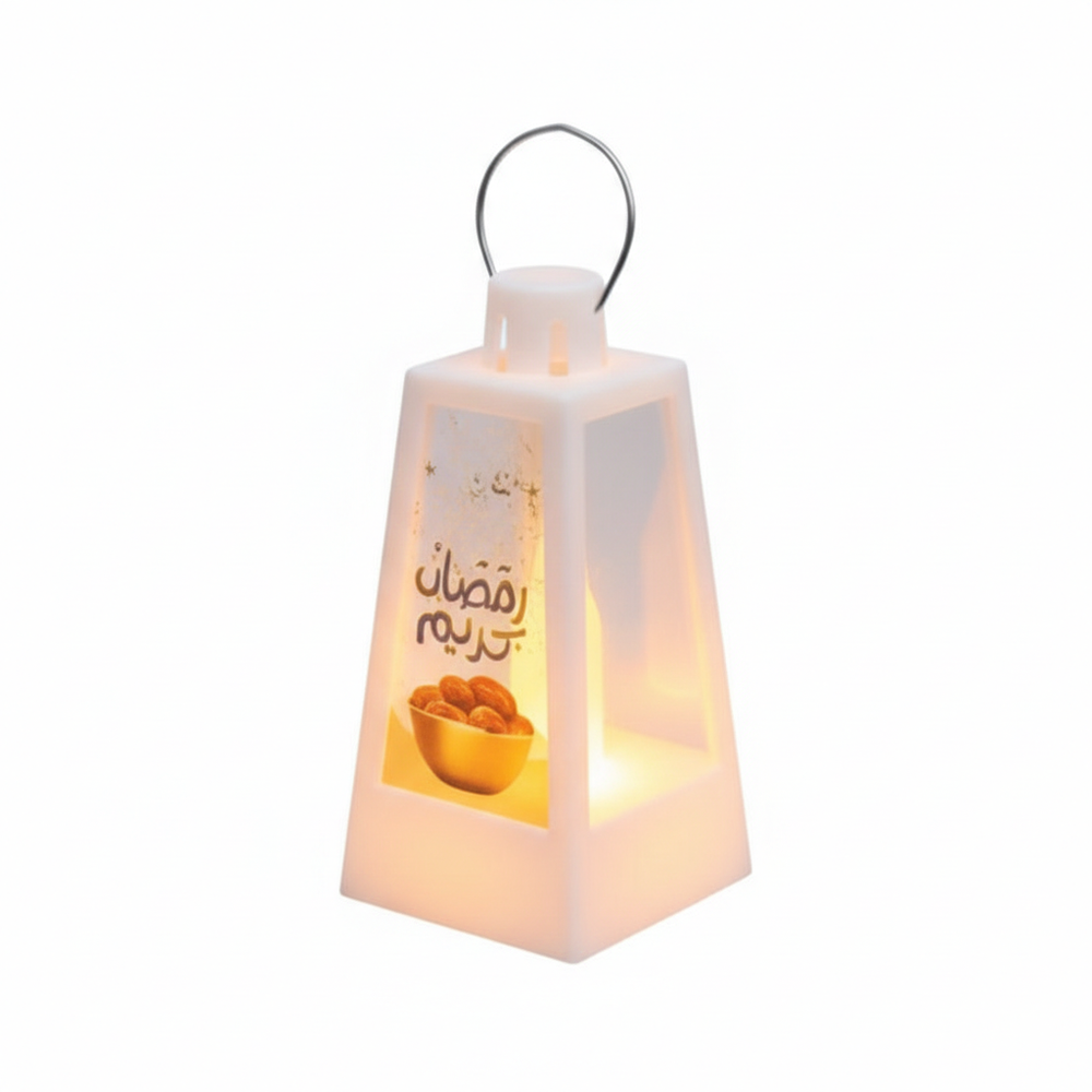 Ramadan Decorative LED Lantern with Warm Light – White | 7082-5W - Home & Kitchen - Lebanon
