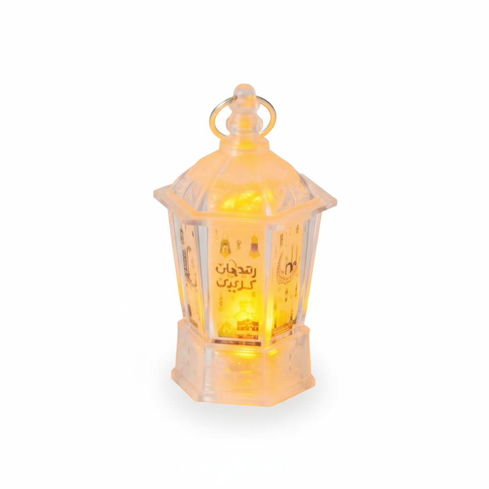 Ramadan Transparent LED Lantern with Arabic Calligraphy Design | 7082-7 - Home & Kitchen - Lebanon