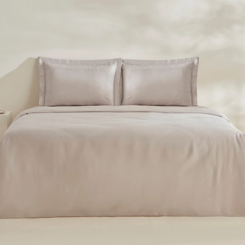 Karaca Karaca Home White Collection Felves 100% Cotton Light Grey King Size Duvet Cover Set | 200.22.06.0039 - Home & Kitchen - Lebanon