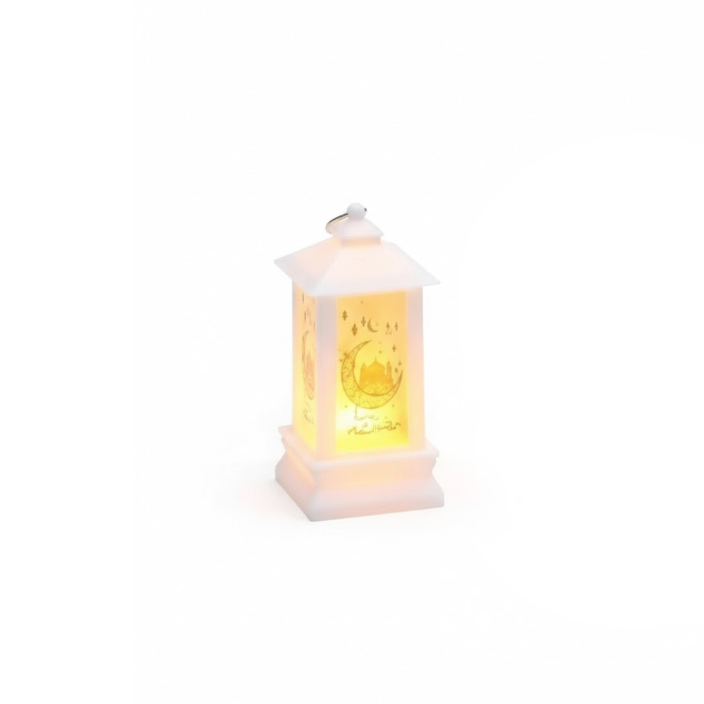 Ramadan Small LED Lantern with Crescent Moon Design – White | 7082-1W - Home & Kitchen - Lebanon