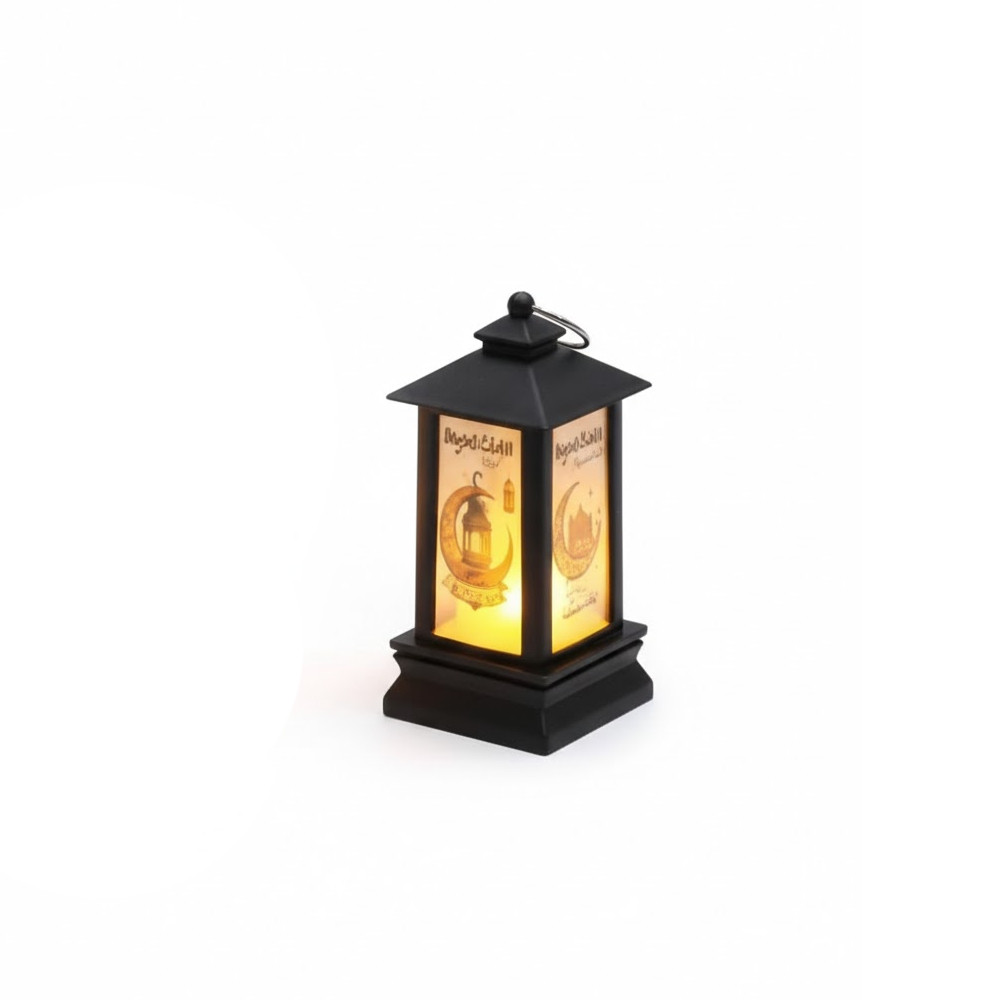 Ramadan Small LED Lantern with Crescent Moon Design – Black | 7082-1B - Home & Kitchen - Lebanon