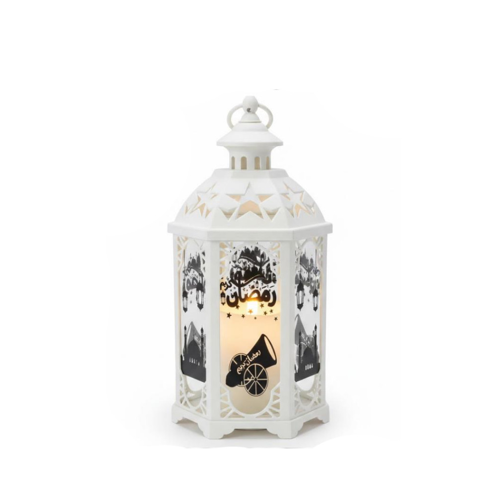 Ramadan Hanging Crescent Moon LED Lantern with Ornate Gold Stand | 7082-35 - Home & Kitchen - Lebanon