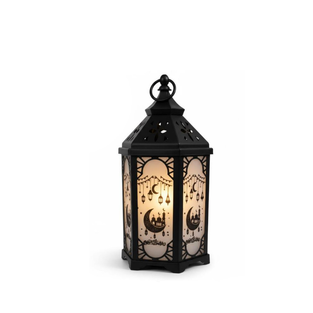 Ramadan Decorative White LED Lantern with Cannon & Mosque Design | 7082-36 - Home & Kitchen - Lebanon