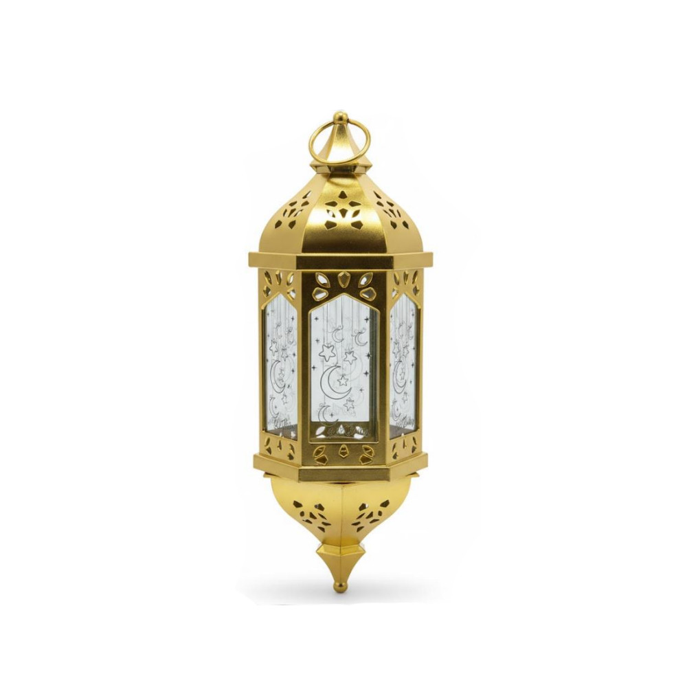 Ramadan Decorative Black LED Lantern with Crescent Moon & Lantern Motif | 7082-43 - Home & Kitchen - Lebanon