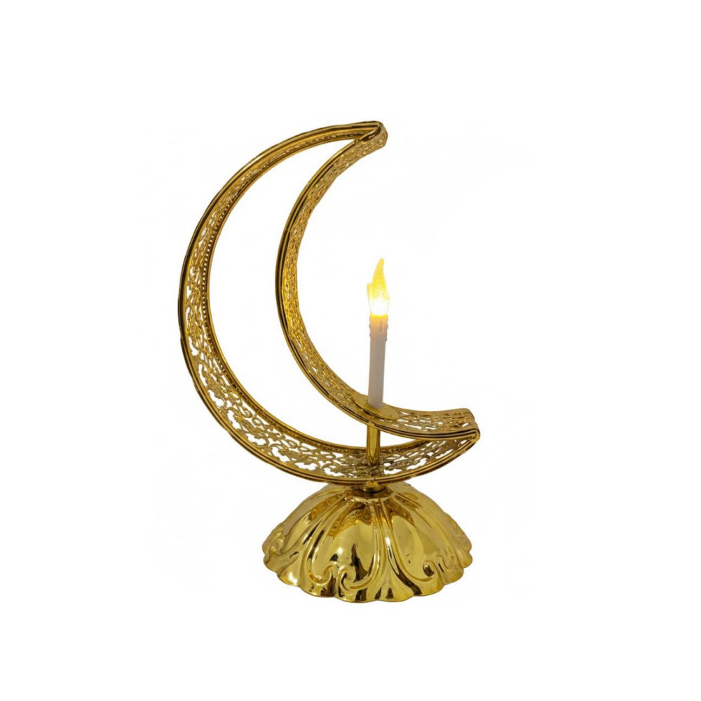 Ramadan Gold Crescent Moon LED Candle Holder | 7138-58 - Home & Kitchen - Lebanon