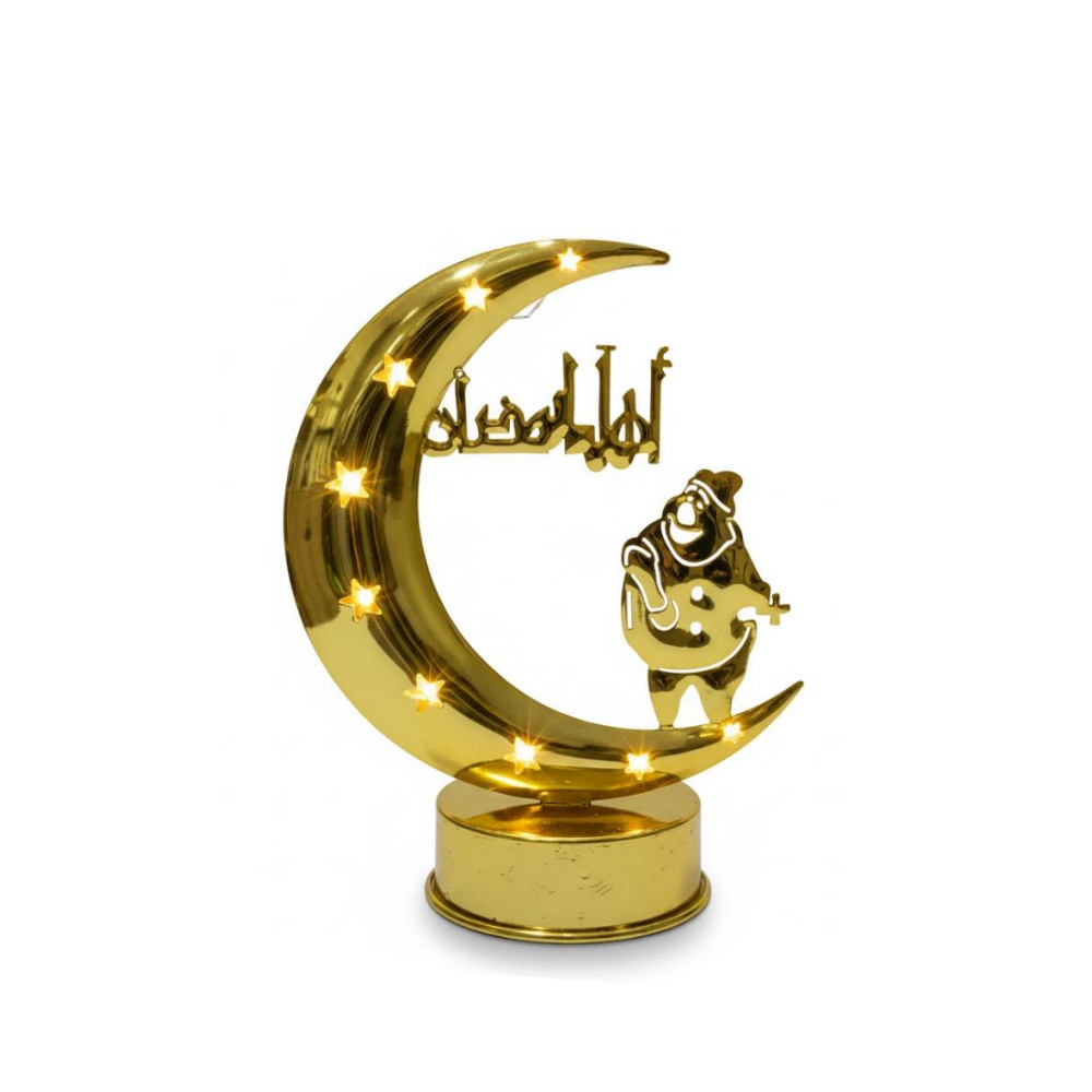 Ramadan Crescent Moon LED Table Decor with Child Figure & Warm Lights | 7138-41 - Home & Kitchen - Lebanon