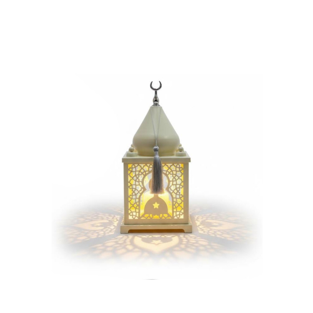 Ramadan Ornate Gold LED Lantern with Multicolor Glass Panels | 7138-12 - Home & Kitchen - Lebanon